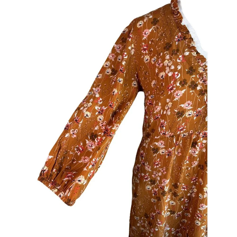Naja Lauf Dress Size S/M Sheath Mustard Floral‎ Print Lagonlook Copenhagen